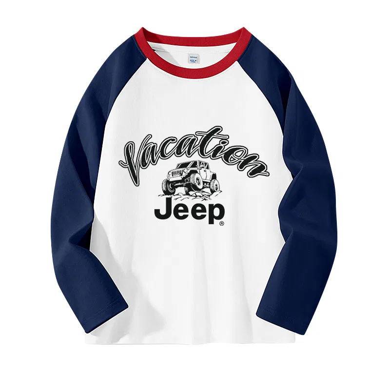 Детская футболка с круглым вырезом Jeep, Navy Blue/E Car