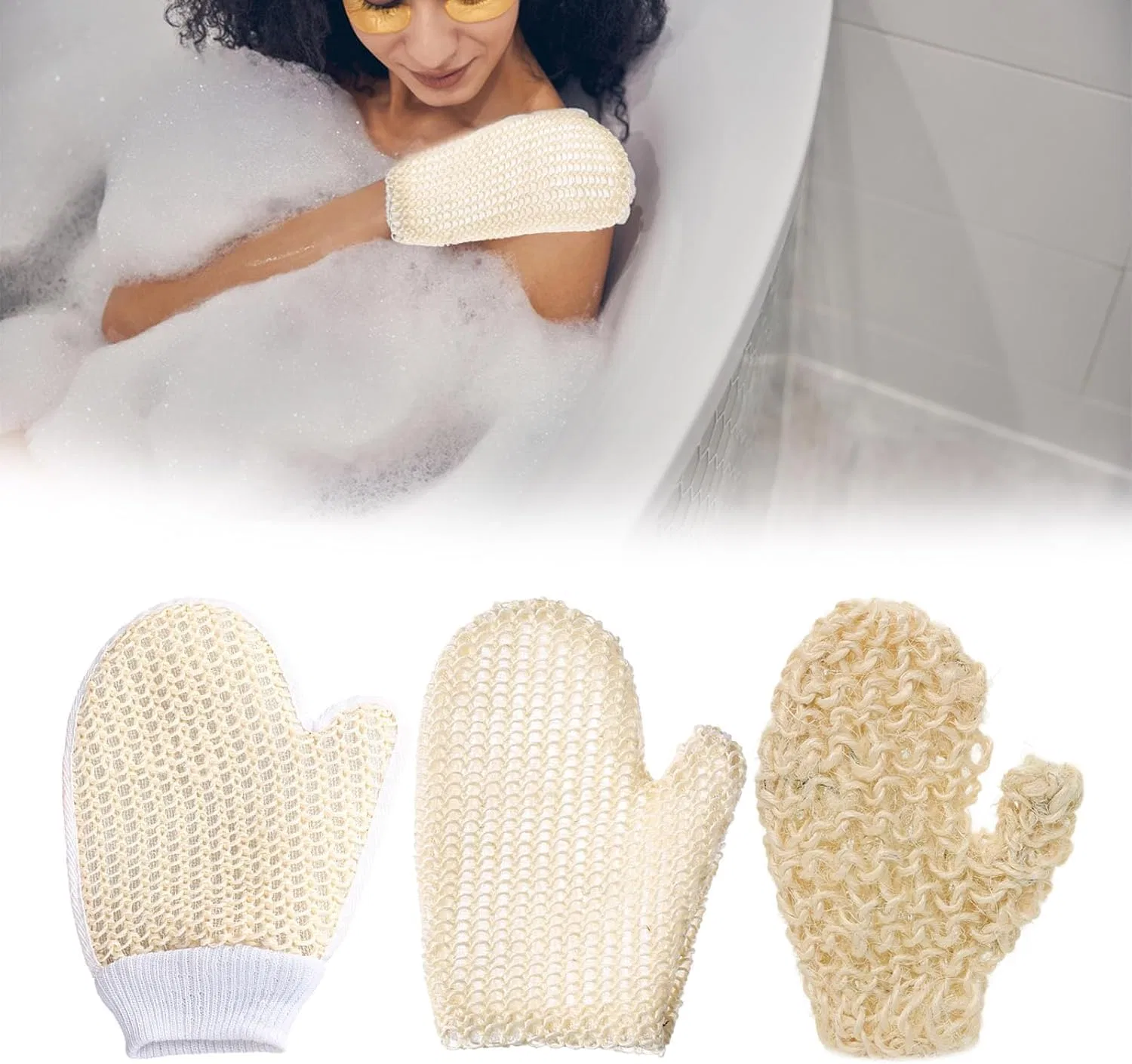 Generic Эксфолиирующие перчатки для ванны из натурального сизаля, 21x16 см — фото 2