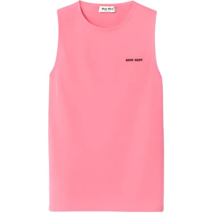 Женский топ с круглым вырезом из кашемира и шелка, Pink, MIU MIU