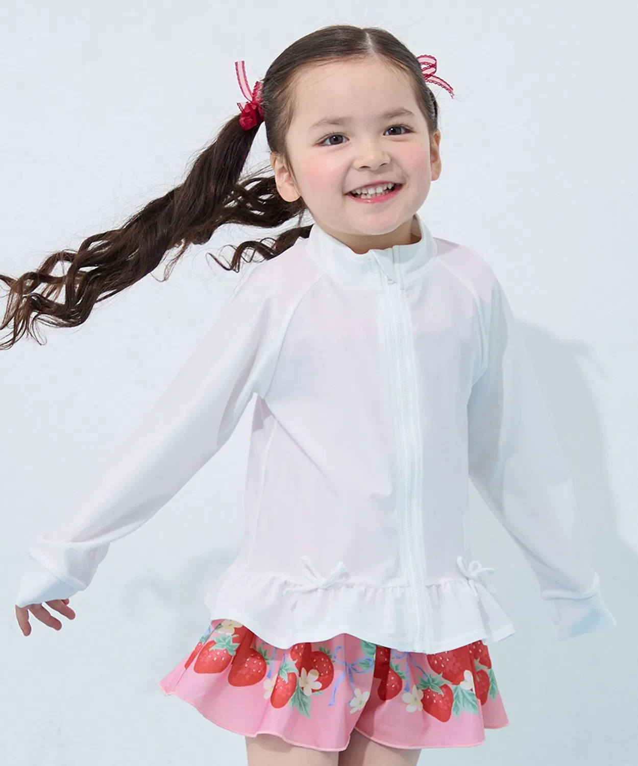 Детская футболка для плавания с длинным рукавом модель Frill ANY, Ivory