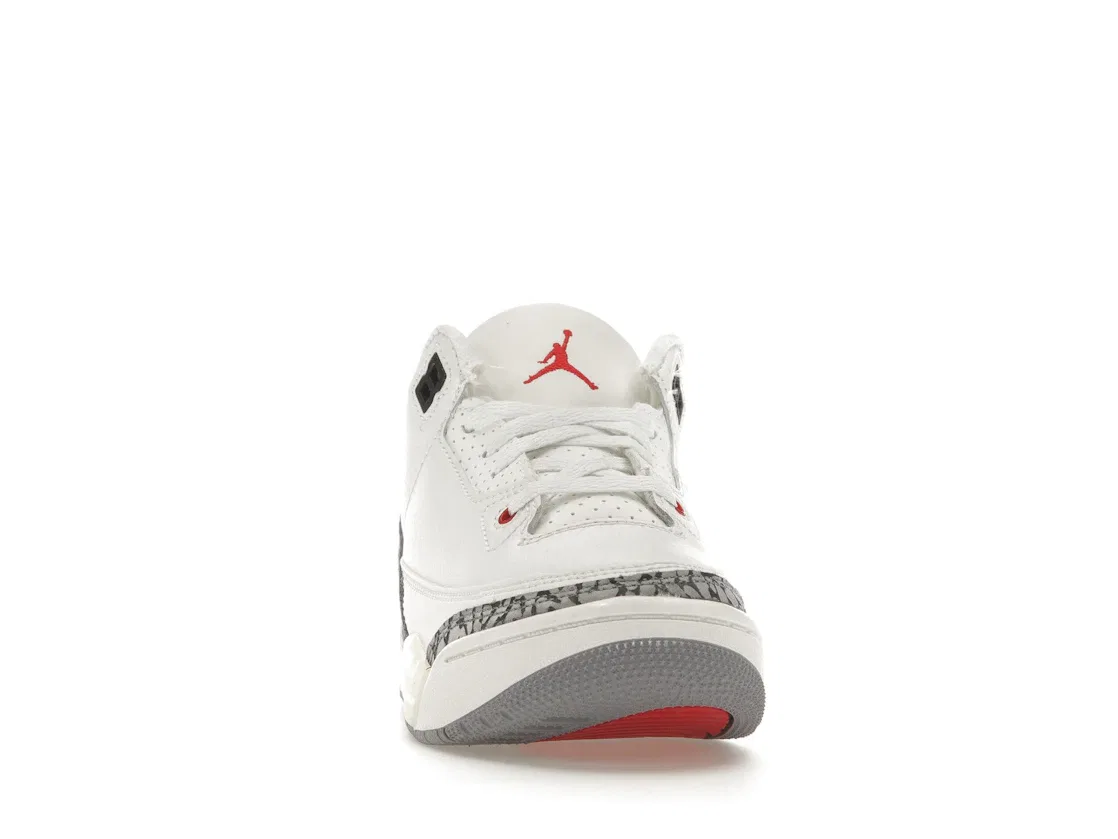 Детские кроссовки с кожаным верхом Jordan 3 Retro, Summit White Fire Red Black Cement Grey — фото 2