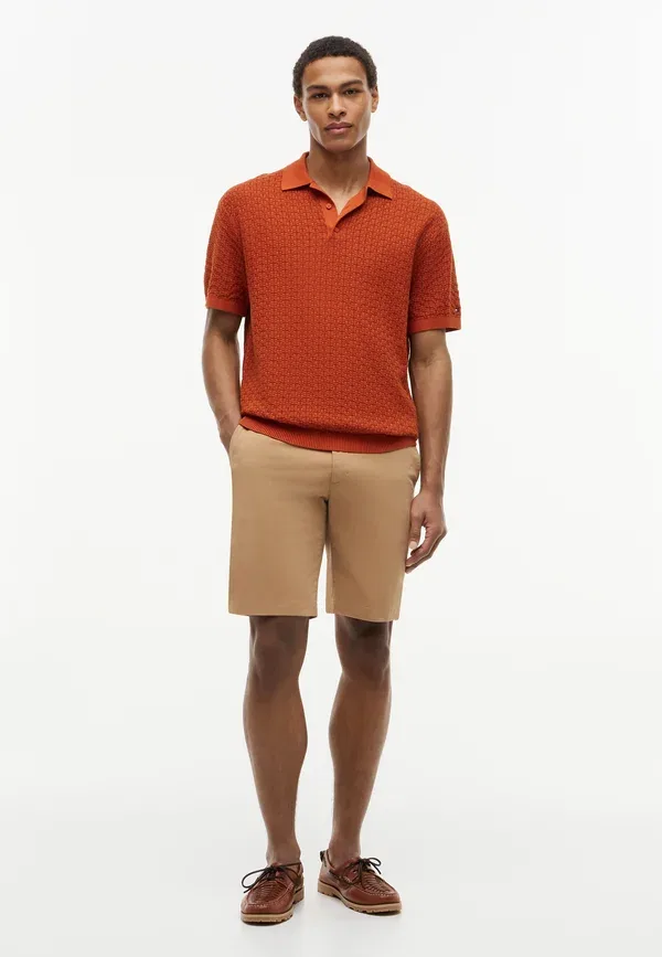 Поло хлопковое Gmd structure ss polo - garment dyed Tommy Hilfiger, Rusty Ochre — фото 2