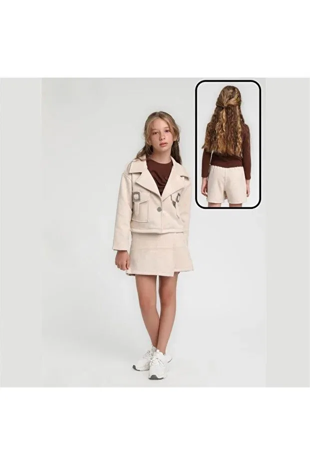 Детские шорты для девочек с принтом Jadeer, Beige