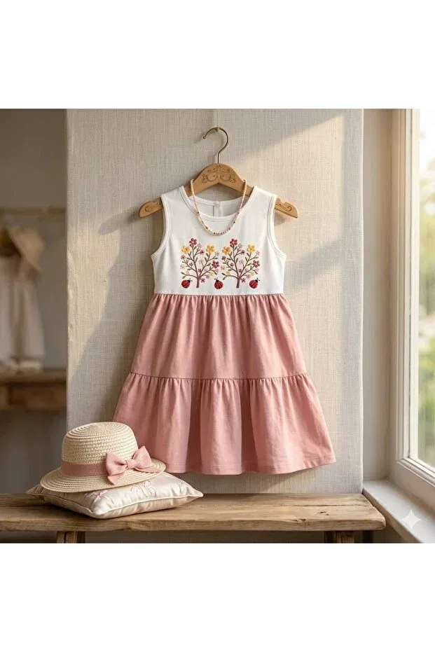 Детское платье для девочек хлопковое Summer dress with hat Erca Home Tekstil Ürünleri, Orange — фото 2