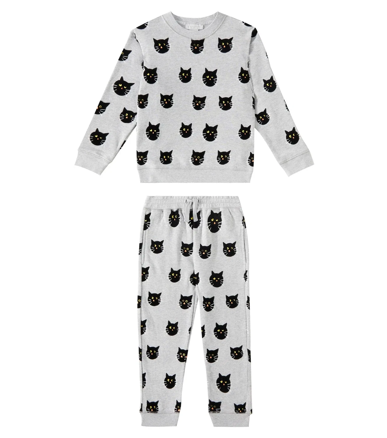 Комплект из хлопковой толстовки с принтом и спортивных брюк, Stella Mccartney Kids, серый