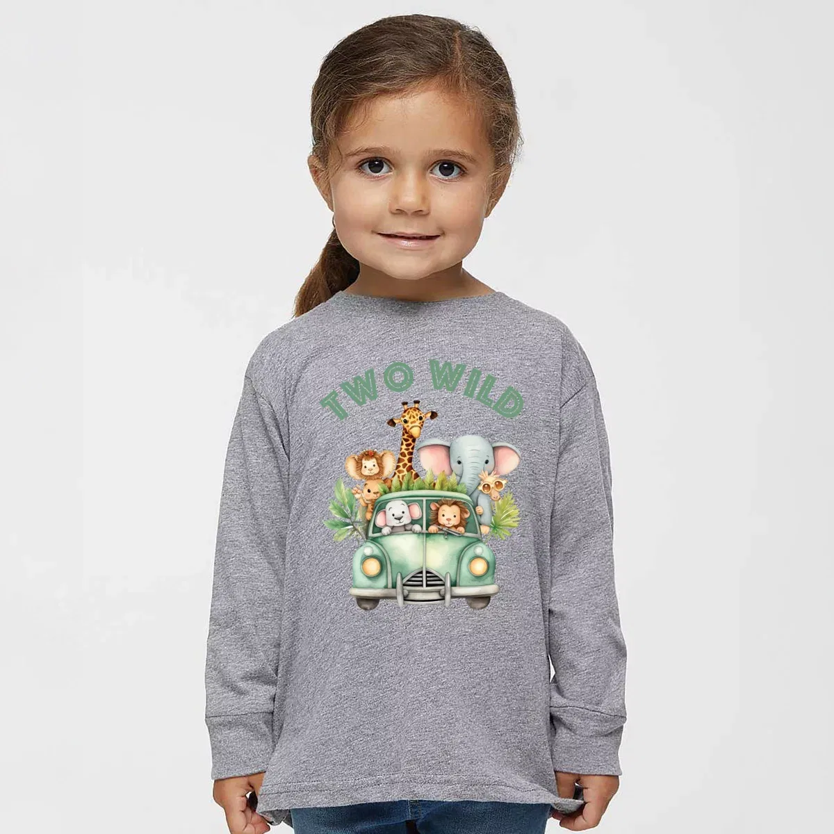 Детская футболка с длинным рукавом с принтом Two Wild Animals The Juniper Shop, White — фото 3
