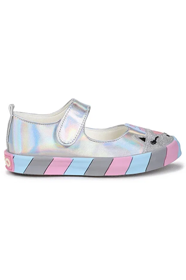 Детские балетки для девочек с подсветкой Kiko Kids, Silver — фото 4