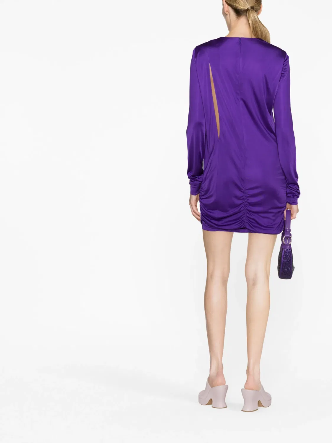 Короткое платье с вырезами Versace, фиолетовый — фото 4