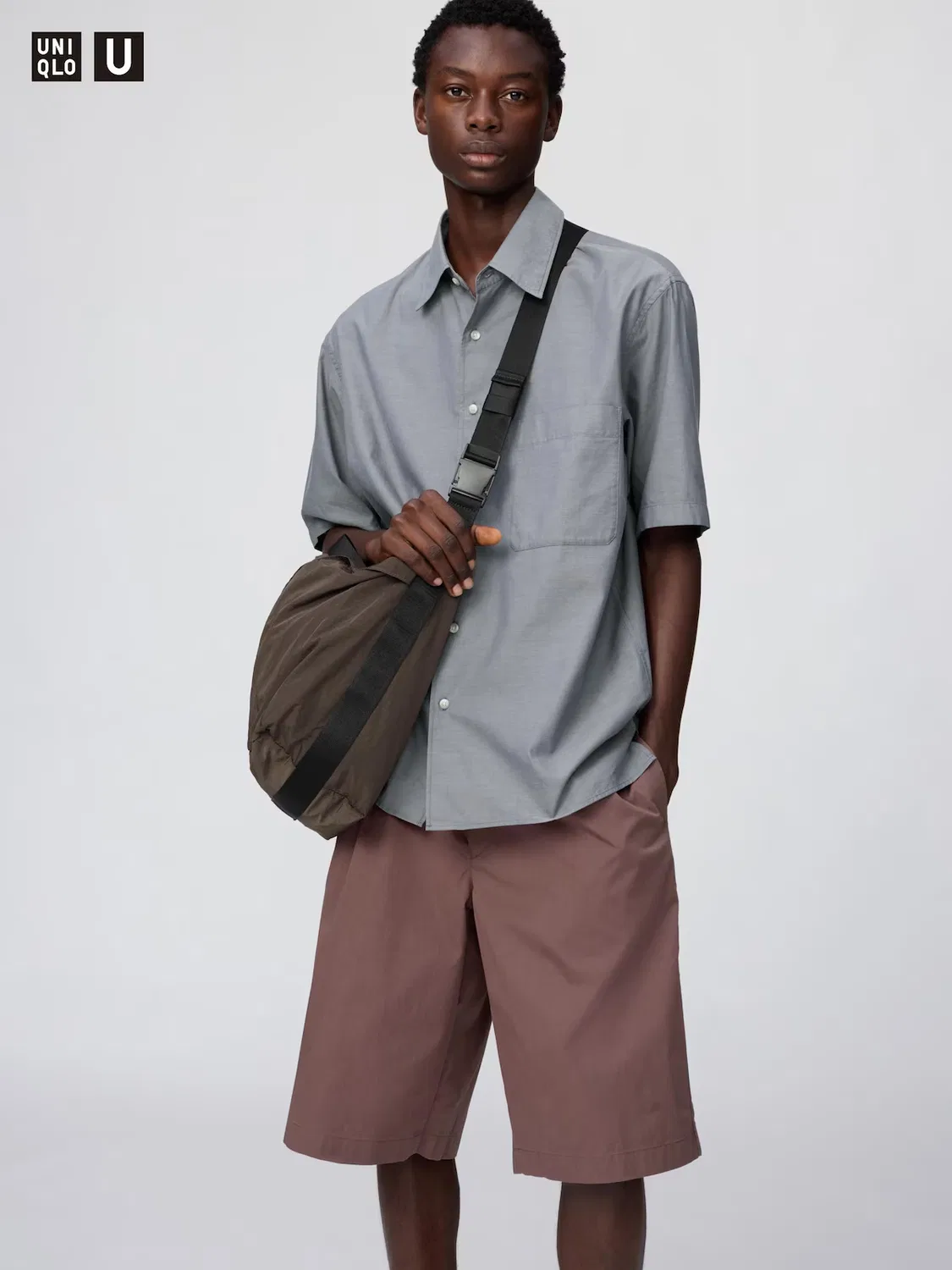 Шорты Uniqlo Заправленные широкие, коричневый