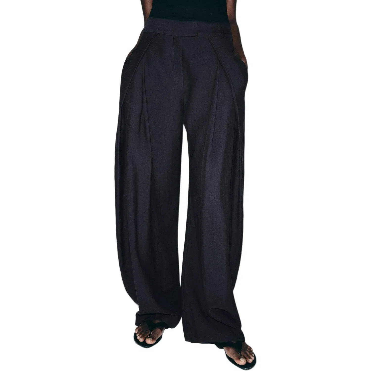 Женские повседневные брюки с широкой штаниной Sea Blue ZARA — фото 4