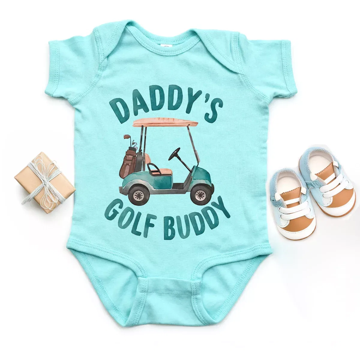 Детское боди для мальчиков с коротким рукавом с принтом Daddy's Golf Buddy The Juniper Shop, Chill — фото 3