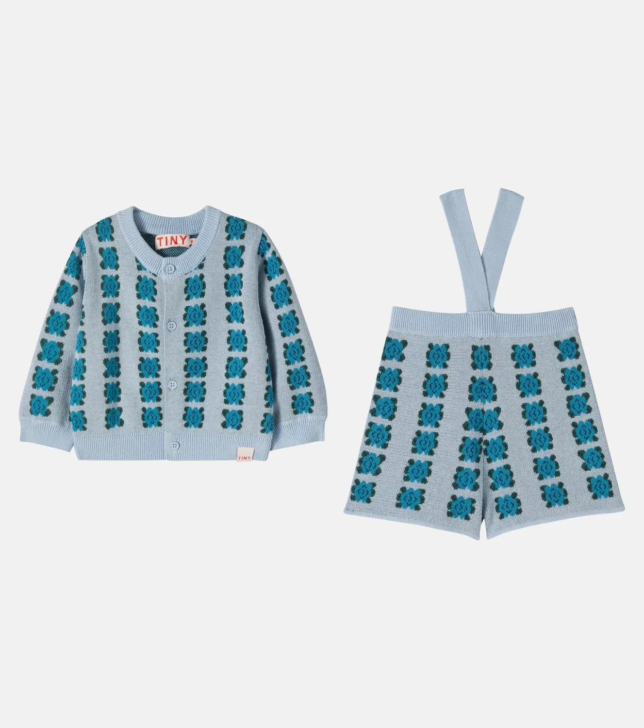 Комплект детской одежды с цветочным узором Tinycottons, синий — фото 4