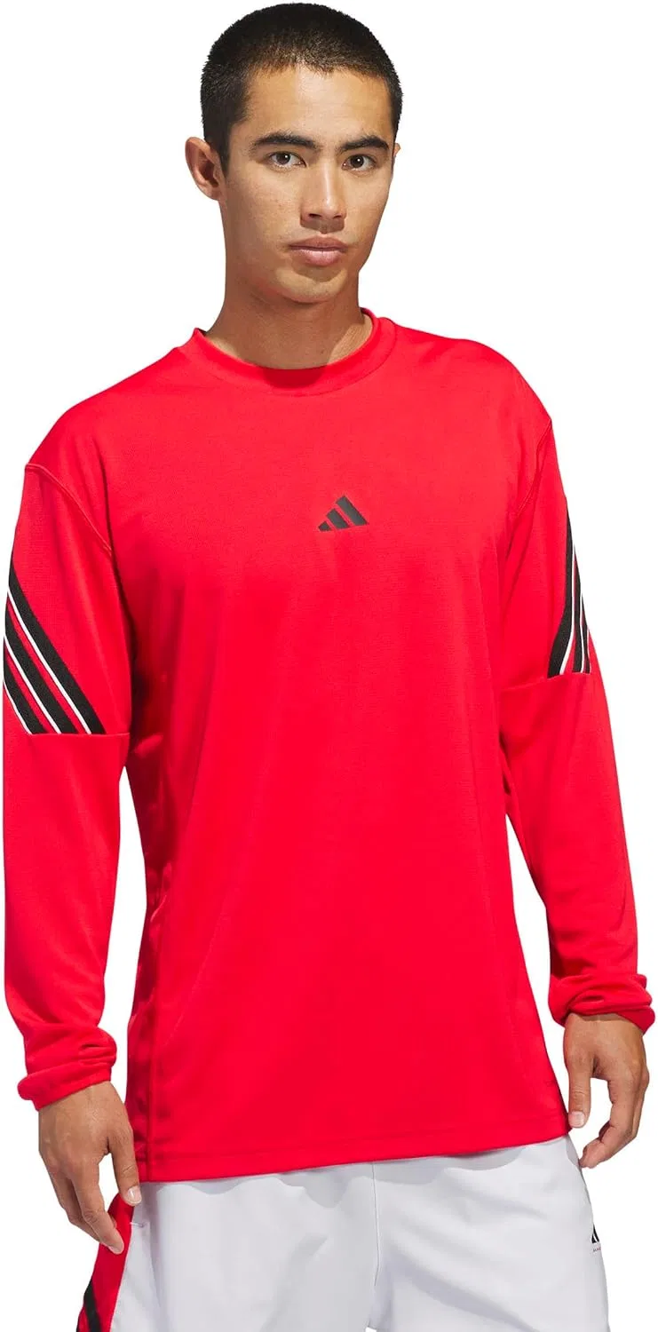 Мужская баскетбольная футболка с длинным рукавом Crazylite adidas, Pure Ruby