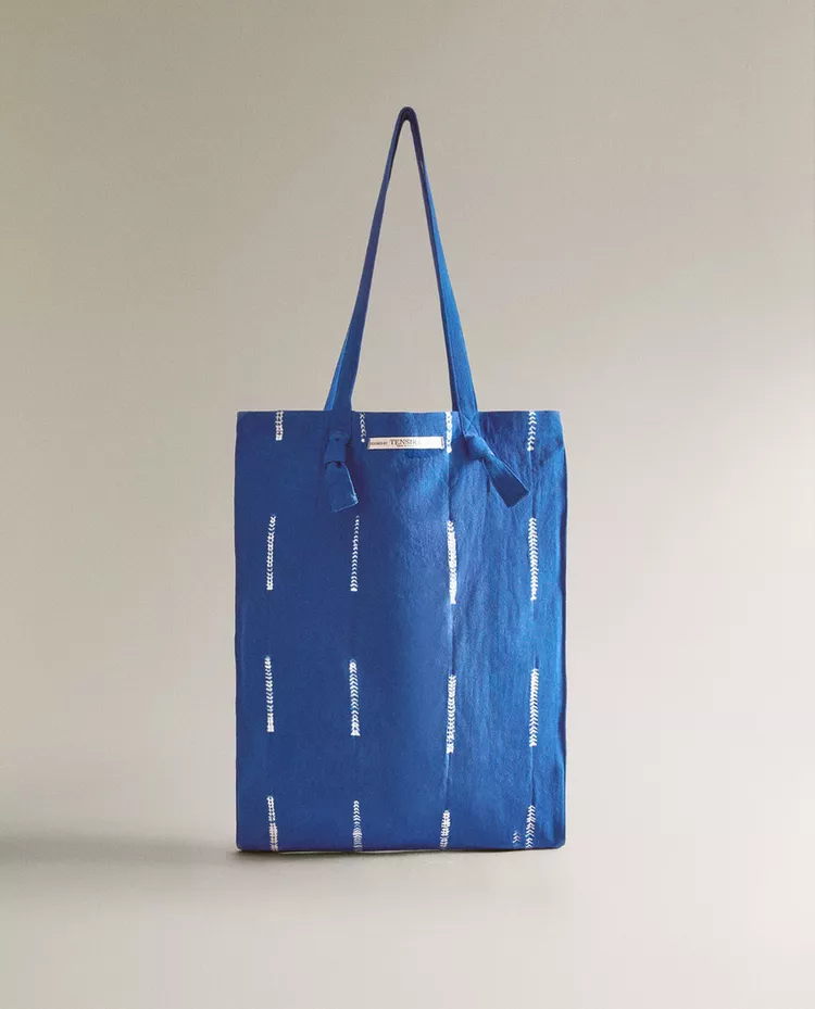 

Сумка-тоут Zara Home Cotton X Tensira, синий