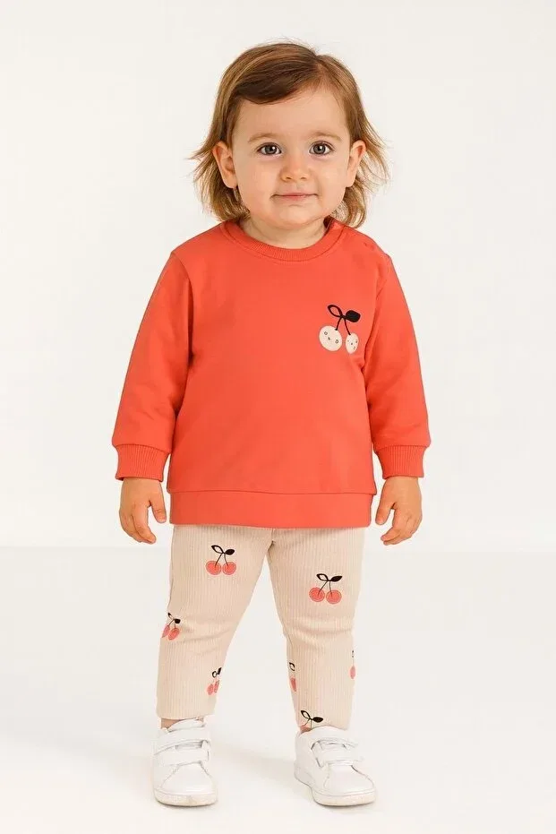 Детский спортивный костюм с принтом Cherry Printed Ww Waka Waka Kids Store, Красный