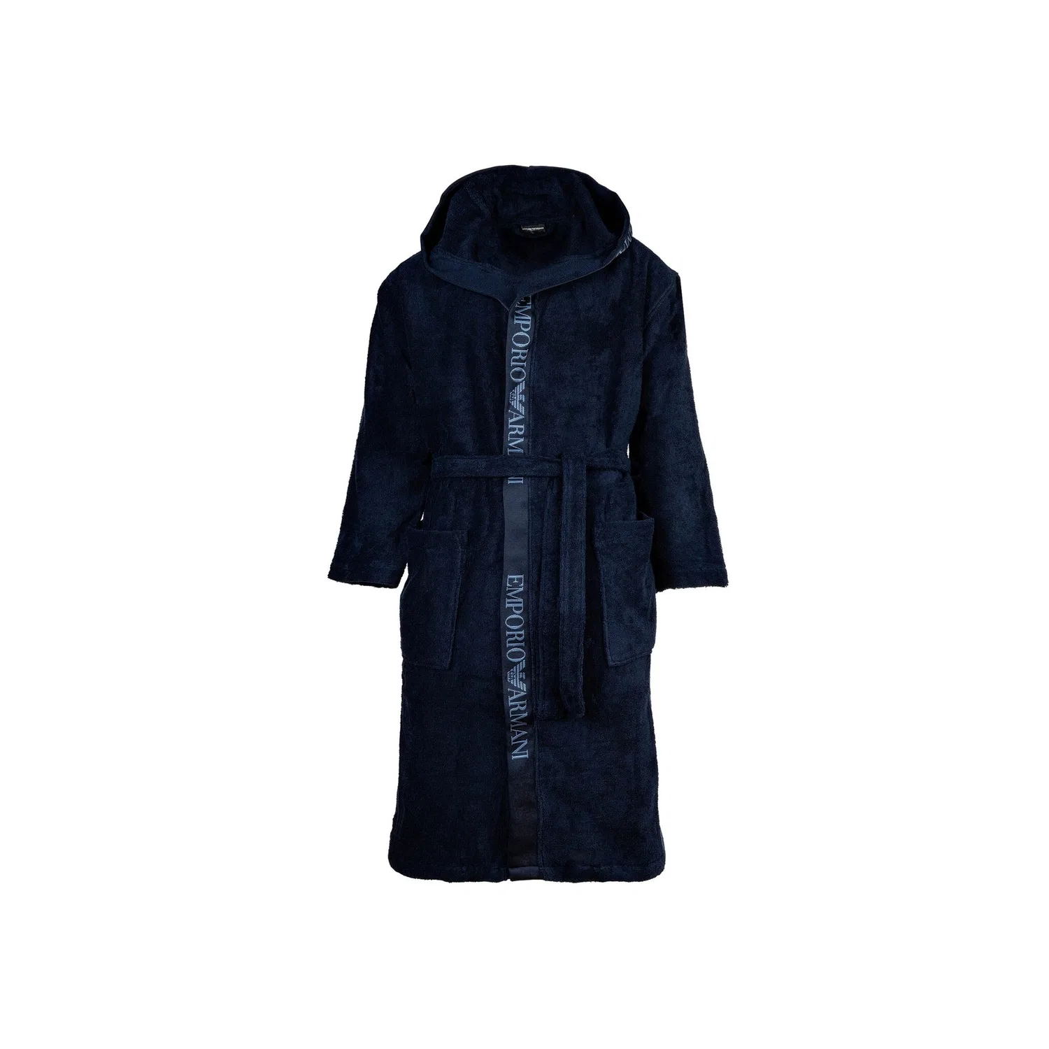 Мужской махровый халат с капюшоном Emporio Armani, Blue