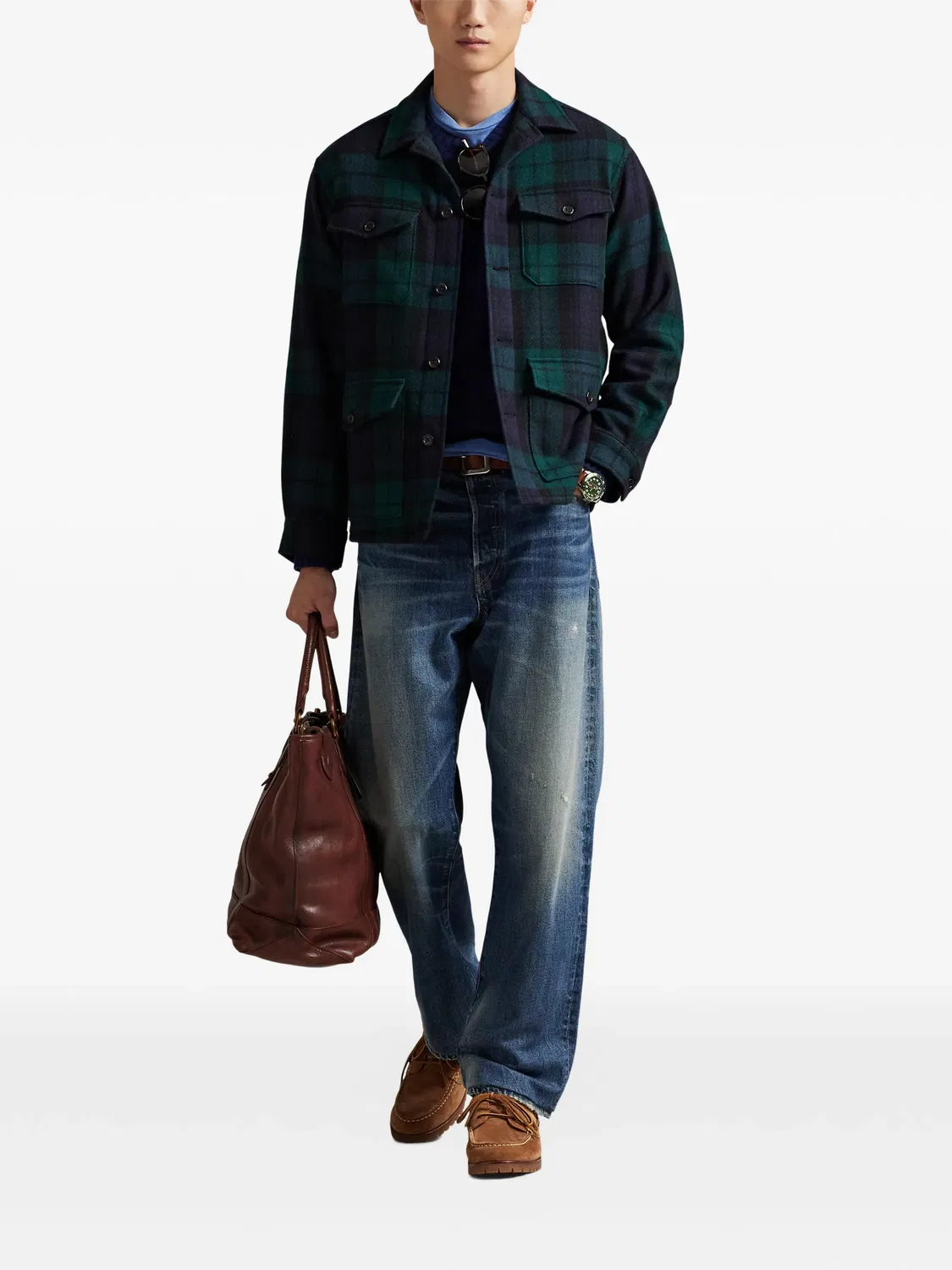 Куртка-рубашка шерстяная в клетку Polo Ralph Lauren, зеленый — фото 4