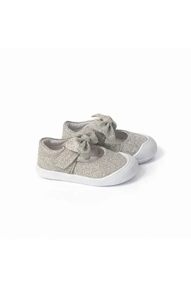Детские ортопедические туфли для девочек с бантом Rmy Shoes, Silver