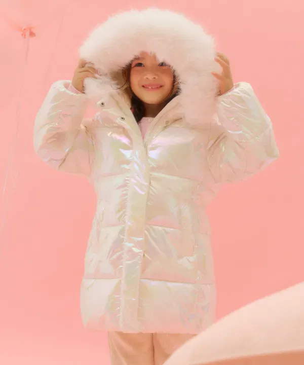 Пуховик из искусственного меха с блестками, Musinsa Standard Kids, желтый кремовый