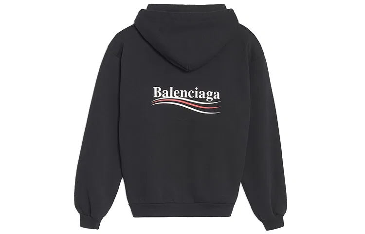 Худи с принтом Political Campaign Logo Balenciaga, Black — фото 3