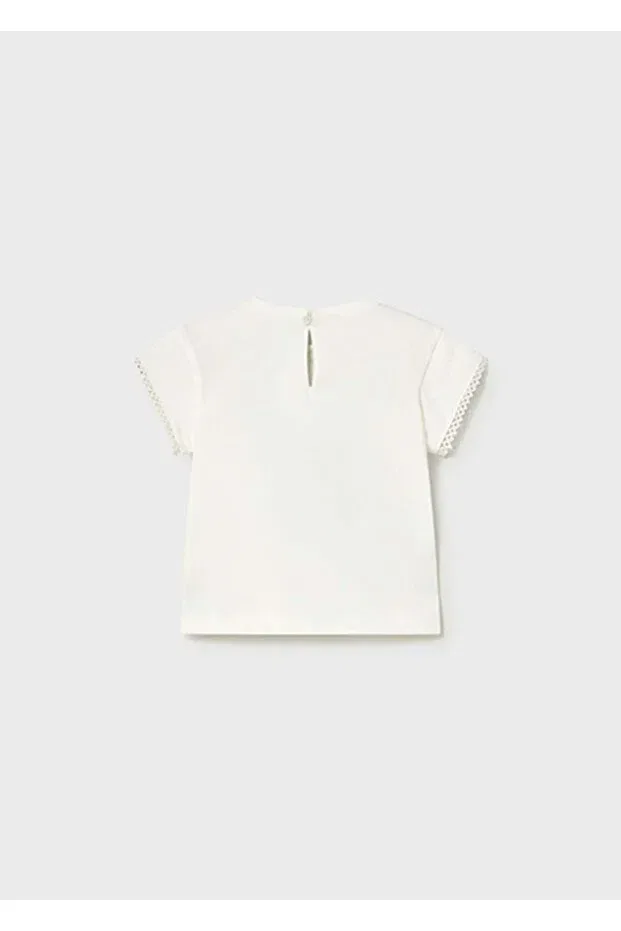 Детская футболка для девочек с принтом Summer baby girl green printed tshirt Mayoral, Ecru — фото 2