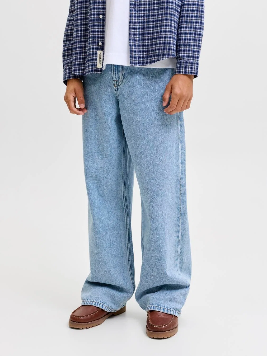 Джинсы свободные, джинсы-мешок Jjidave Jack & Jones Junior, светло-синий — фото 3