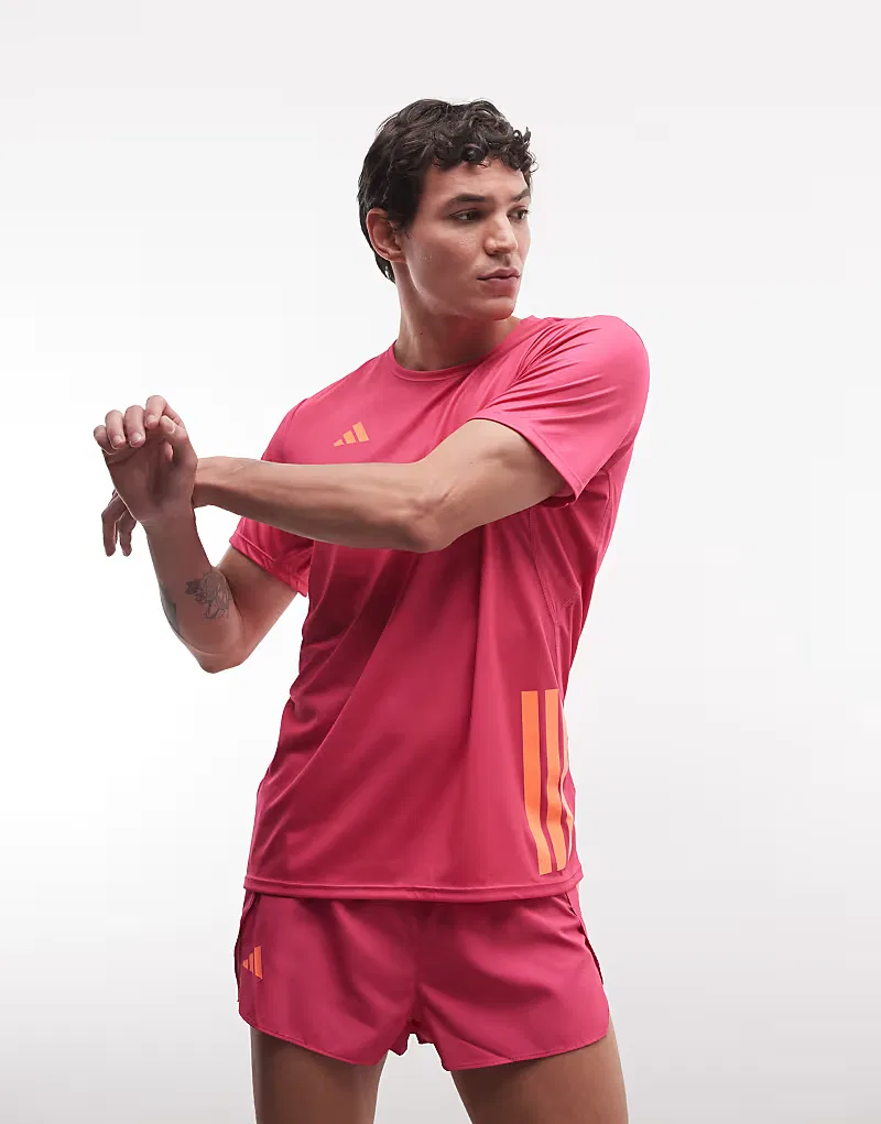 Беговые шорты Adidas Adizero с разрезом, розово-оранжевого — фото 2