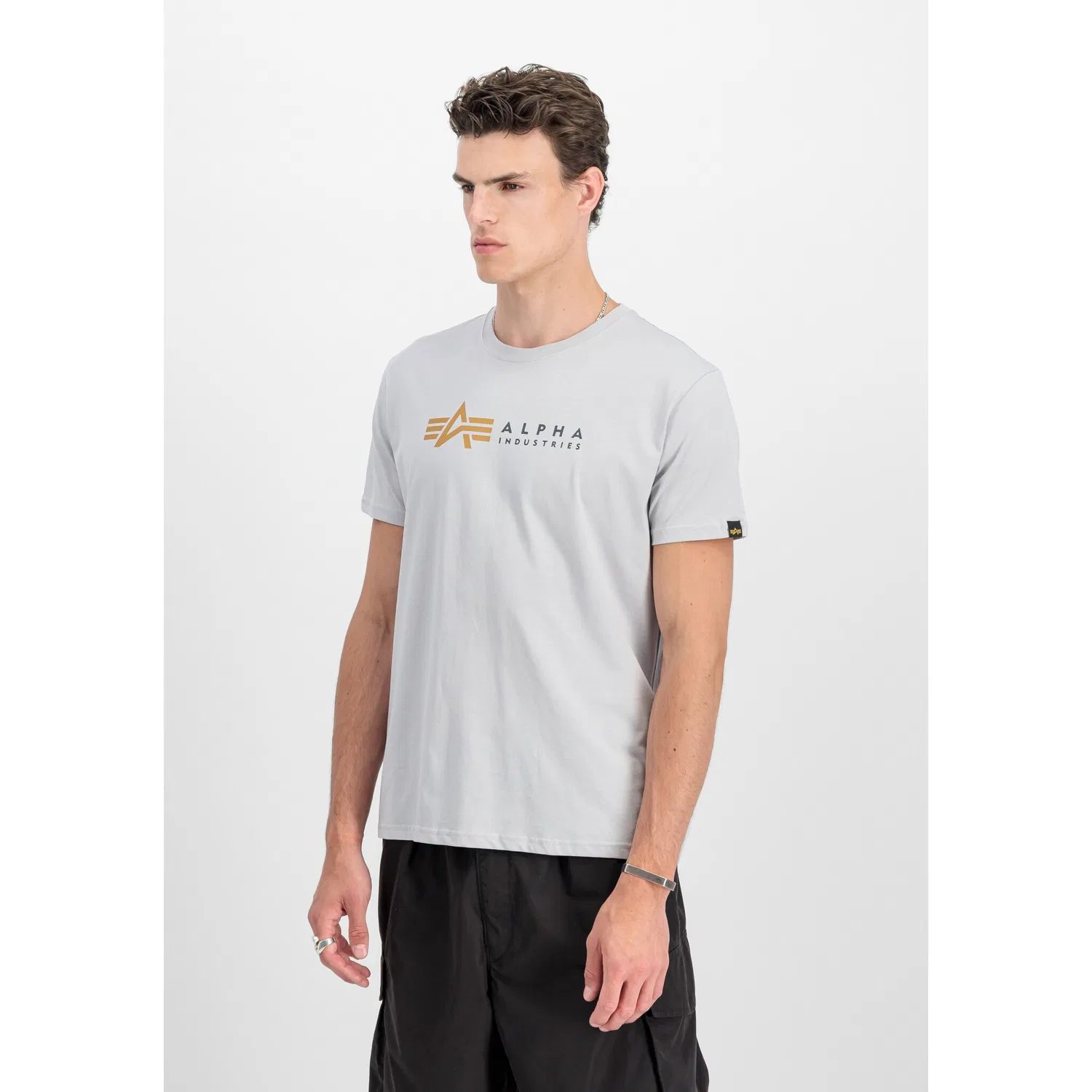 Детская футболка с принтом Alpha Industries, Pastel Grey