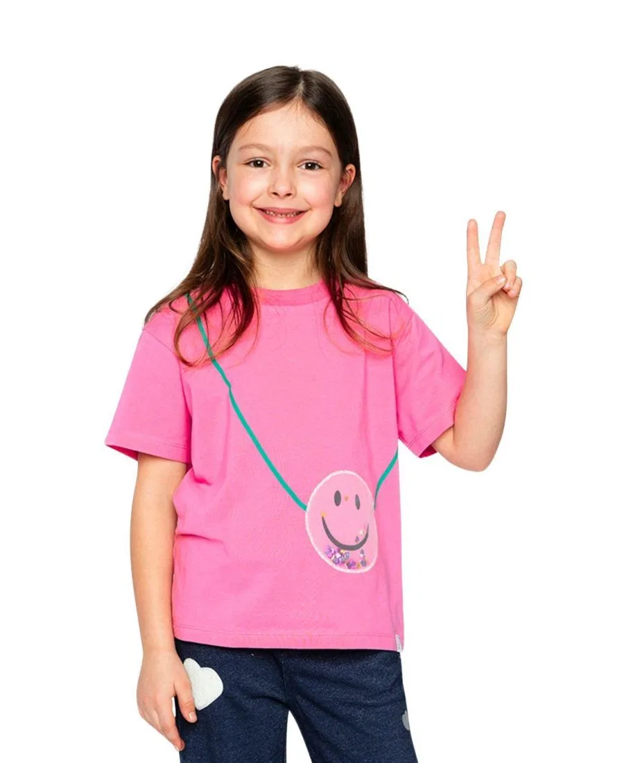 Футболка с принтом из джерси Ivy Kids Deux par Deux, Pink — фото 3