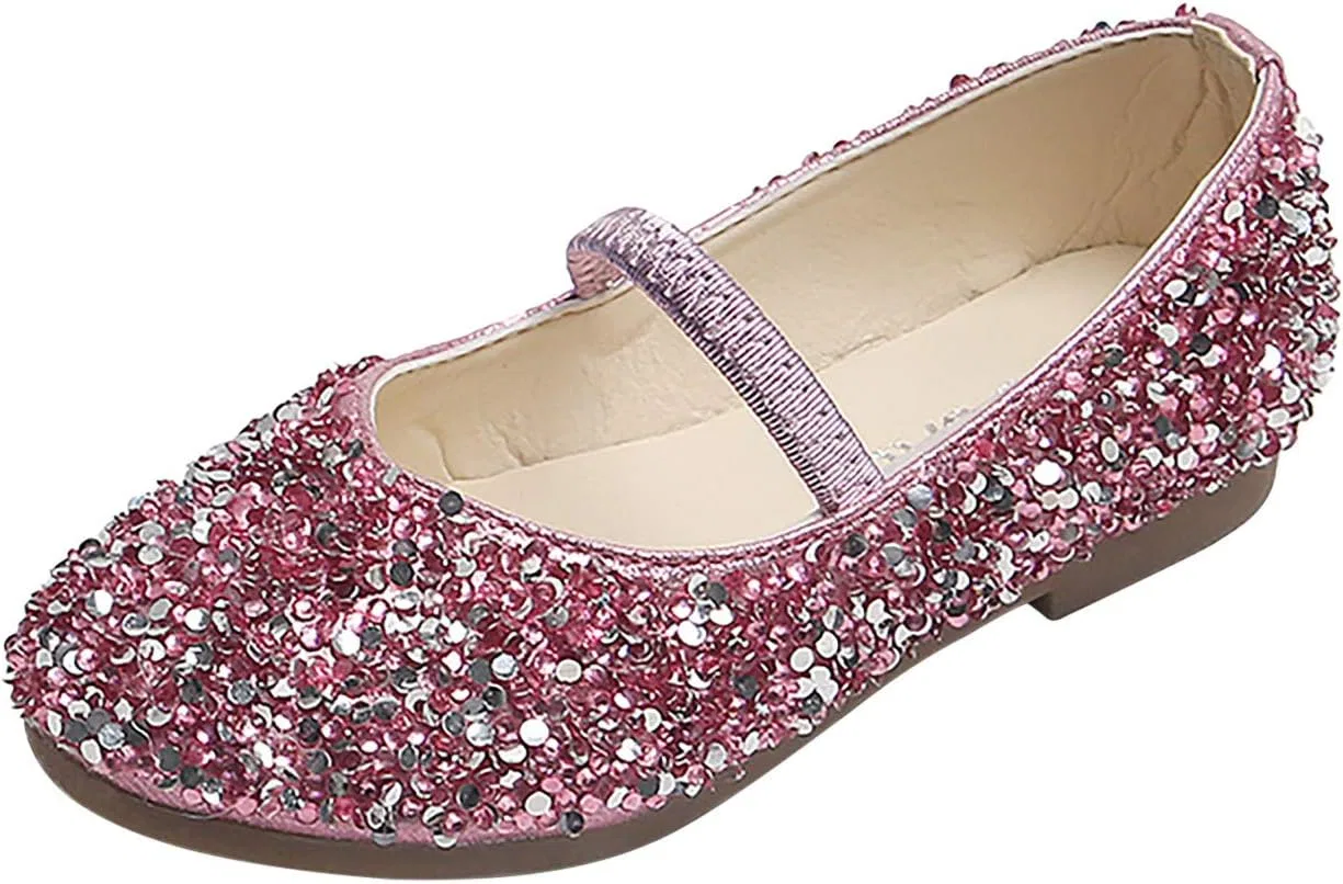 Детские туфли Мэри Джейн с блестками Bridesmaids Rhinestones для девочек, Pink