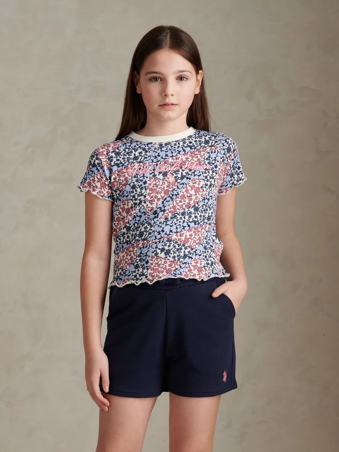 Комплект из футболки и шорт, пэчворк U.S. Polo Assn, синий — фото 3
