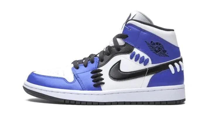 Детские кроссовки с принтом Air Jordan 1 Retro Mid SE Sisterhood Jordan, Game Royal Black White