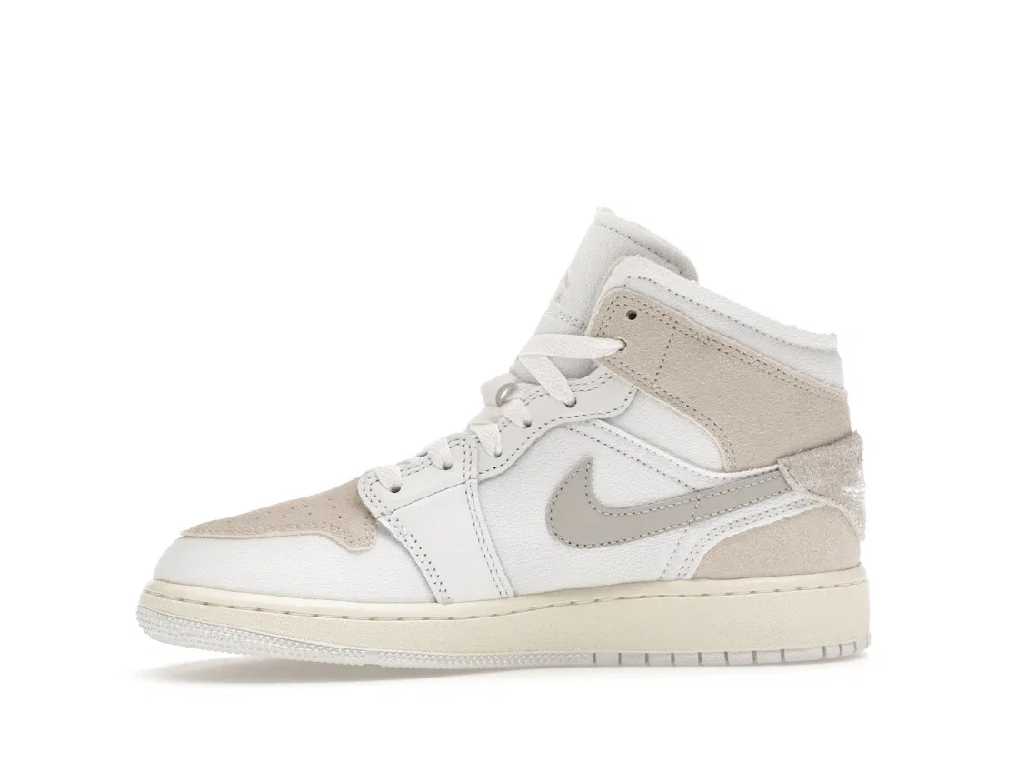 Детские кроссовки Lifestyle Jordan 1 Mid SE Craft Inside Out Tech Grey (GS) Jordan, White Tech Grey Sail Light Orewood Brown — фото 3