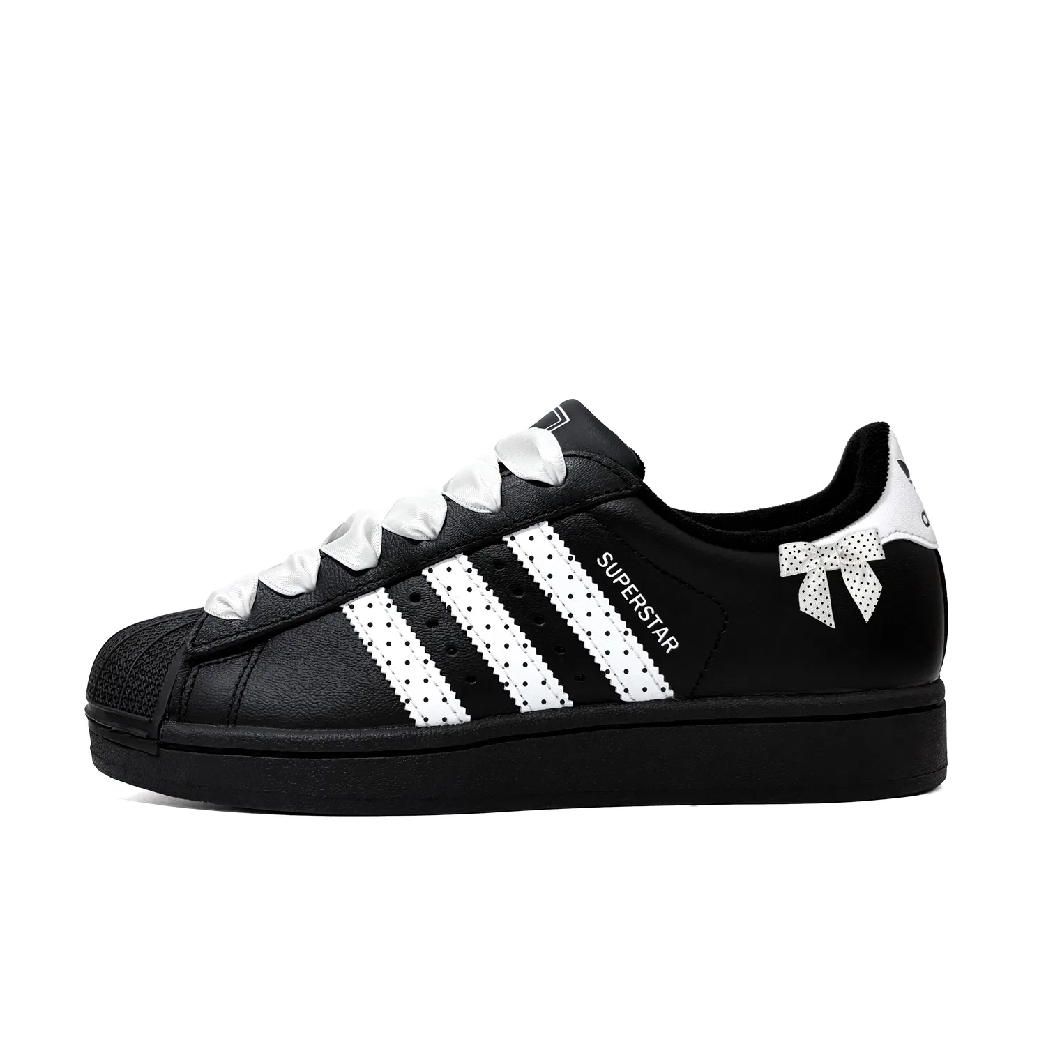Детские кожаные кроссовки-скейтбординг с принтом Little Polka Dot Butterfly Adidas Originals, Black