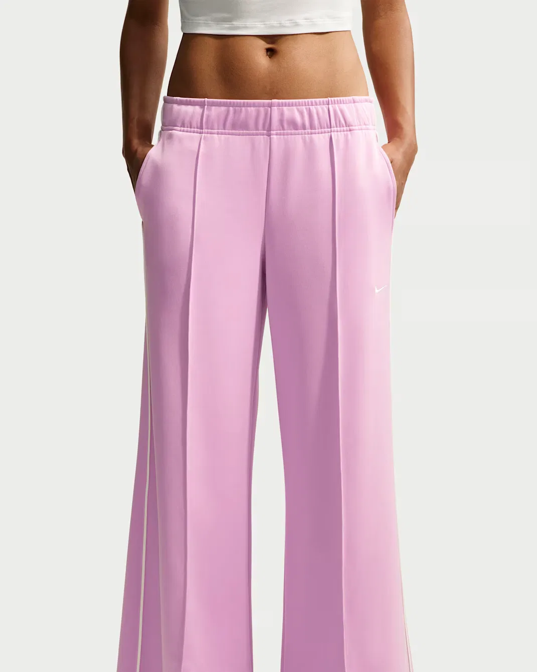 Женские спортивные брюки средней посадки с широкими штанинами Nike Sportswear, Pink Rise/Sail/Sail — фото 2