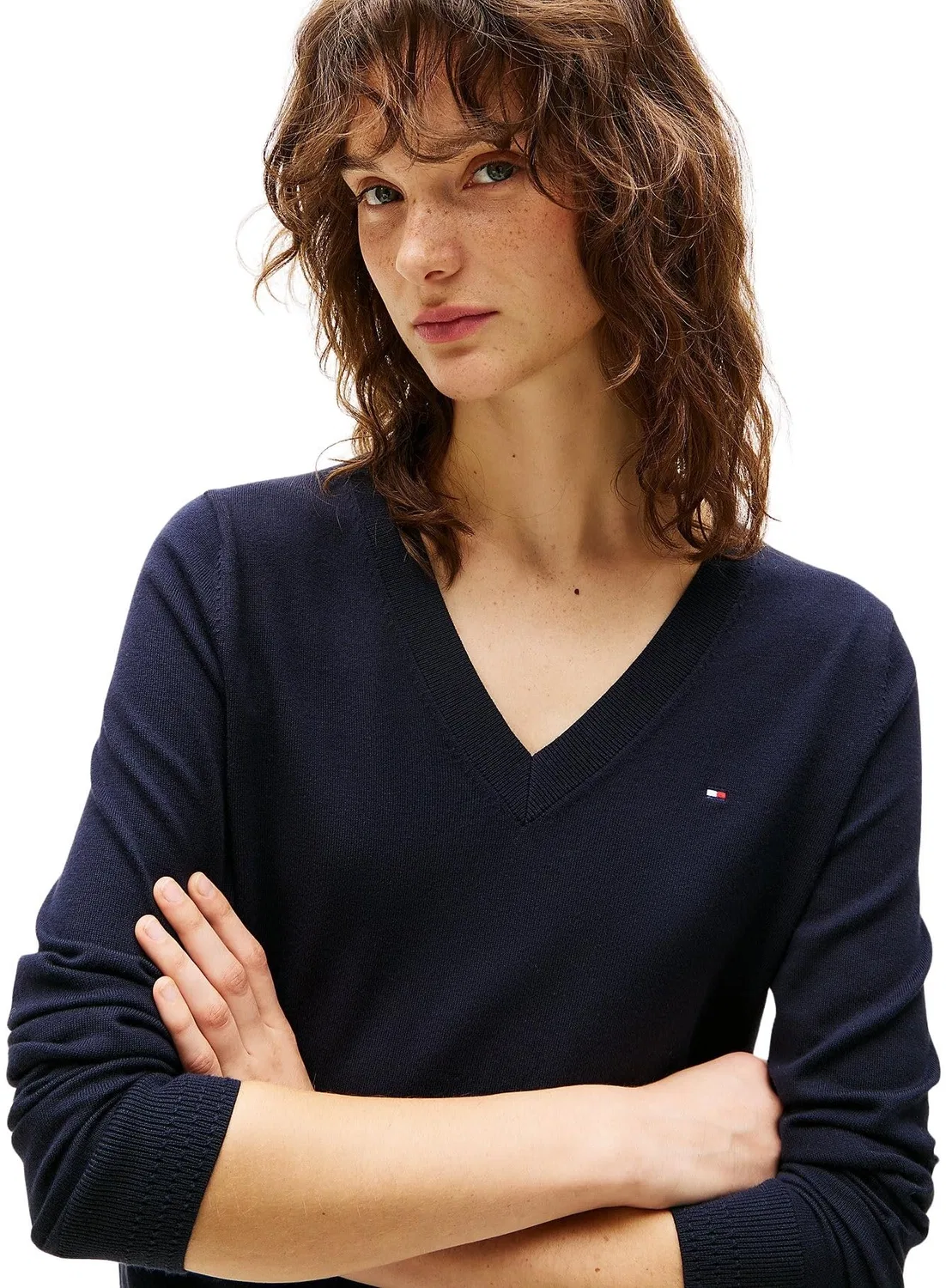Женский свитер с V-образным вырезом Co Jersey Stitch Tommy Hilfiger, Desert Sky — фото 3