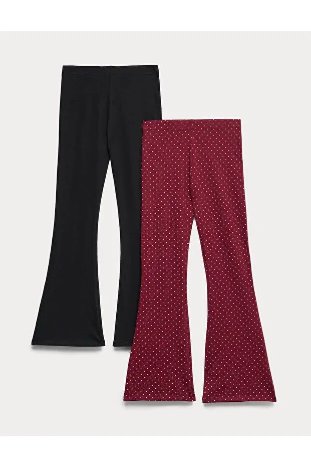 Детские леггинсы для девочек с принтом комплект 2 шт Marks & Spencer, Burgundy