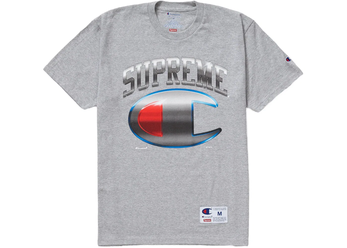 Мужская футболка с коротким рукавом с принтом Supreme Champion Chrome Top, Heather Grey