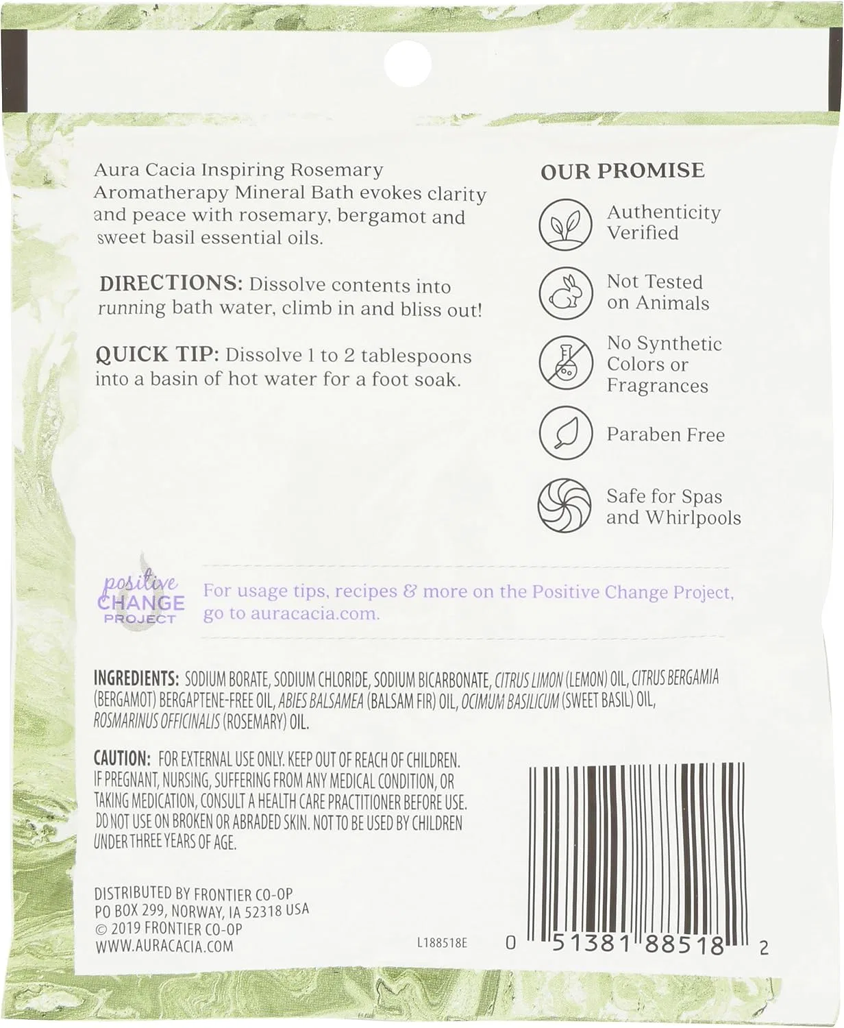 Соль для ванны Aura Cacia, Ароматная минеральная, Вдохновляющий розмарин, 70.9 г — фото 2
