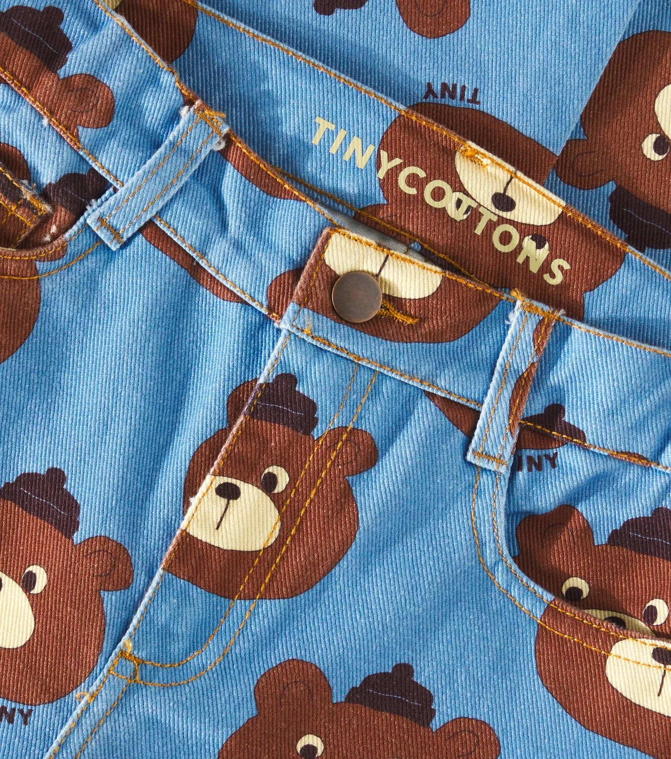 Прямые джинсы с мишками Tinycottons, синий — фото 2