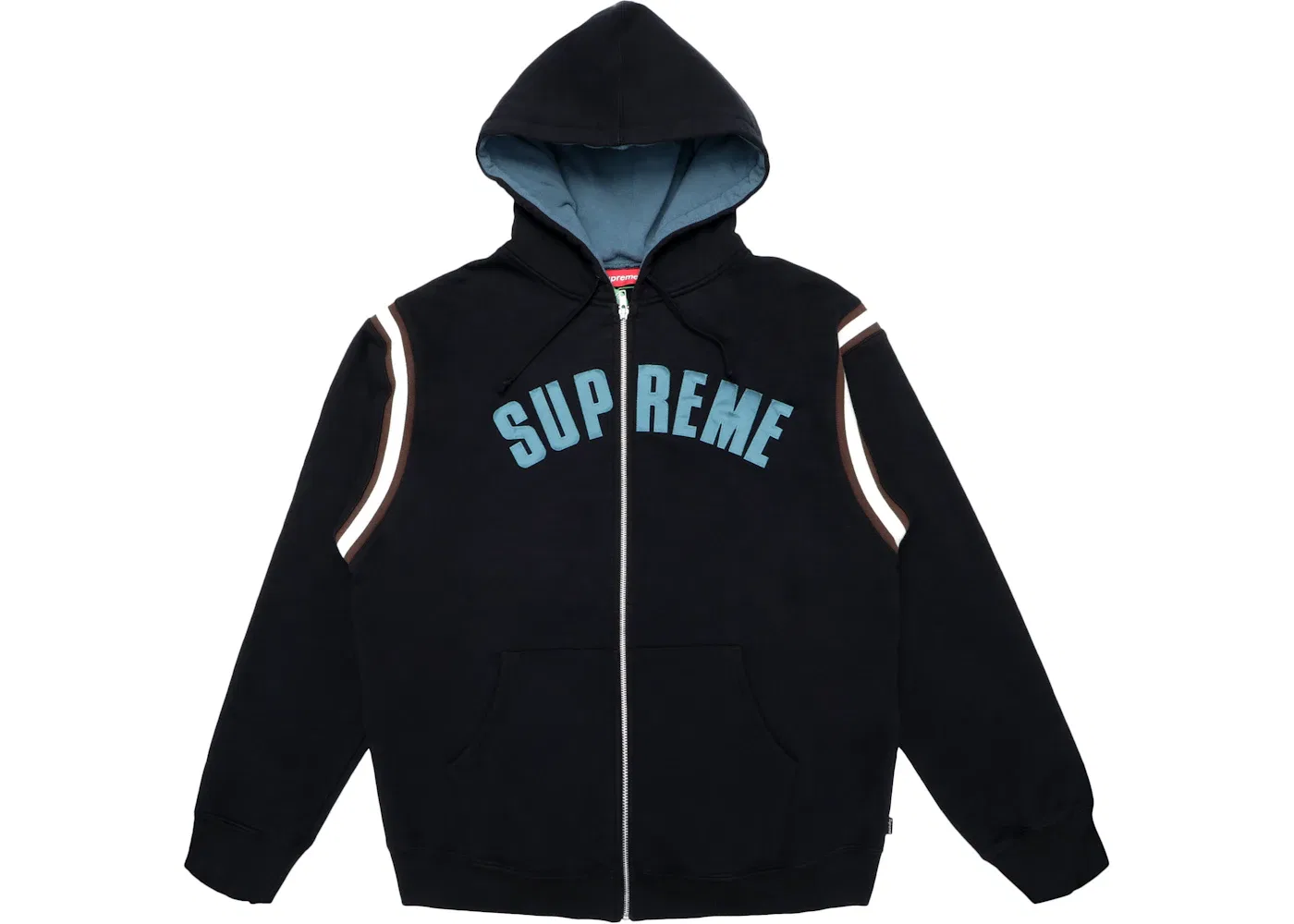 Мужская худи на молнии с капюшоном с длинным рукавом Supreme, Black