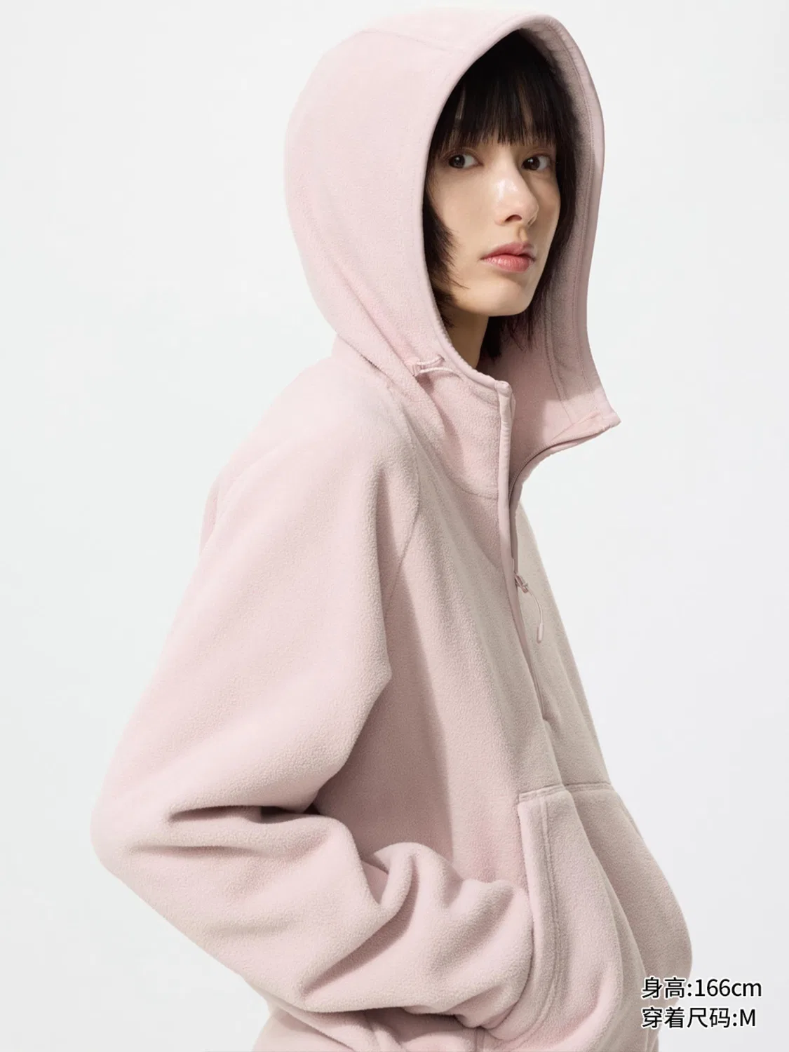 Толстовка из флиса с полумолнией и капюшоном Uniqlo, коричнево-черный — фото 3