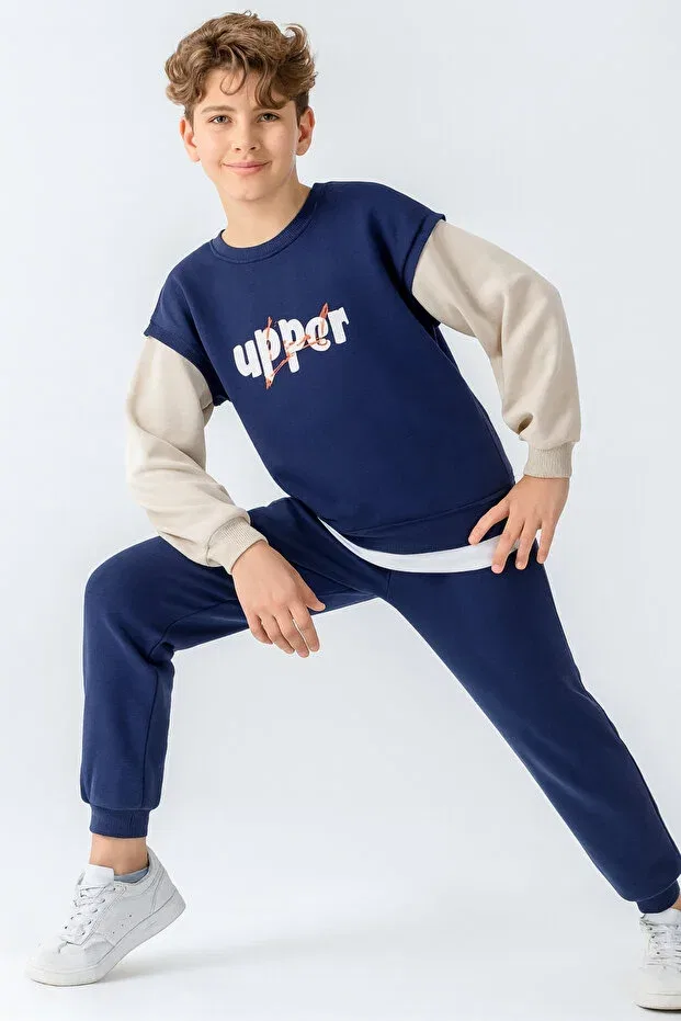 Детский спортивный костюм для мальчиков с принтом Ahengim, Navy Blue — фото 3
