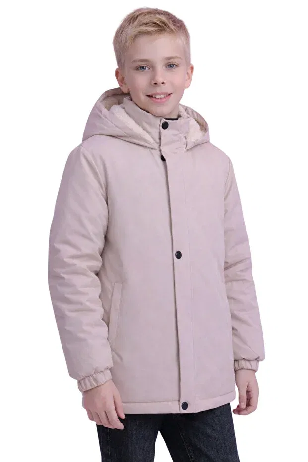 Детское зимнее пальто для девочек с капюшоном Freemen, Beige — фото 4