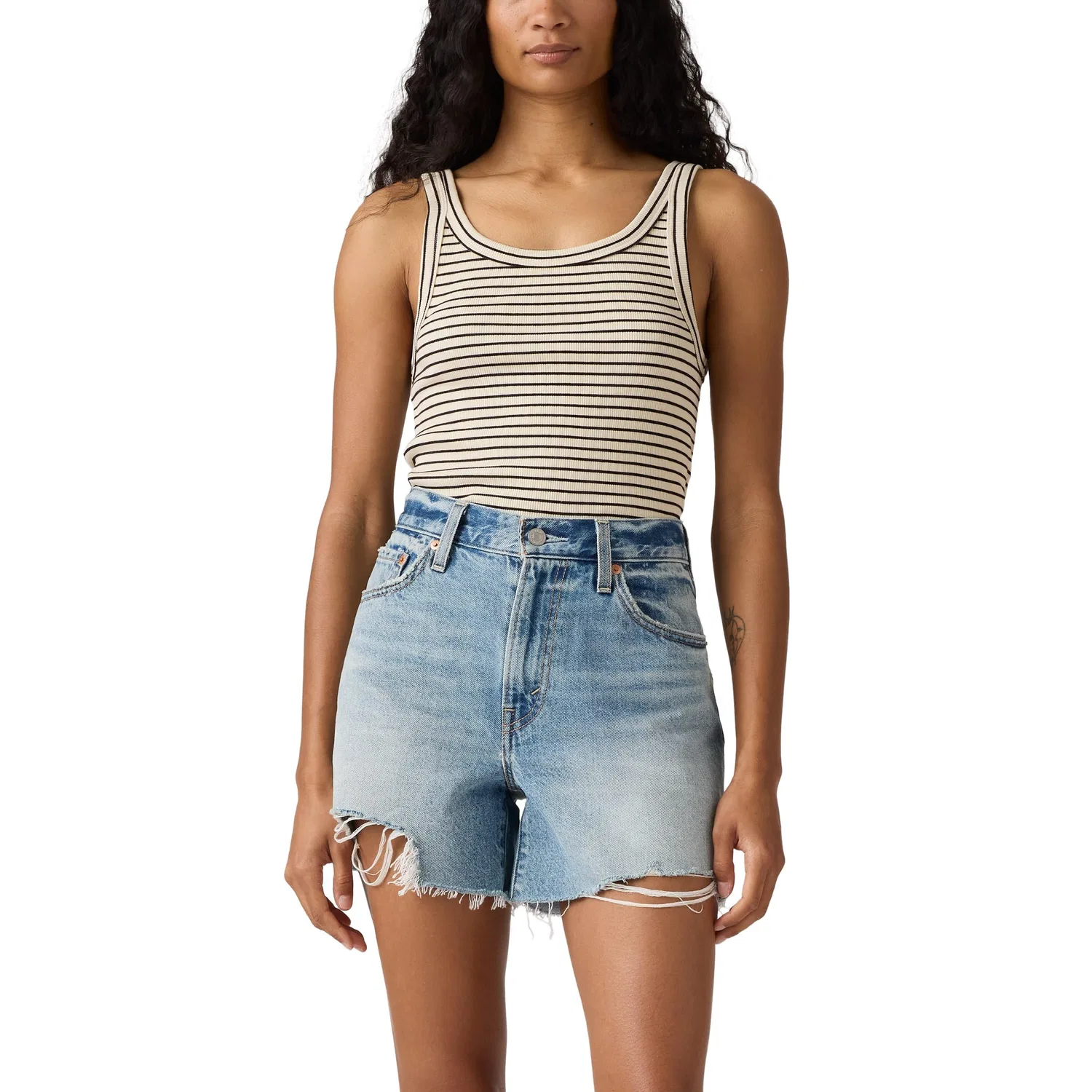 Женская майка с ребристой текстурой Essential Ribbed Tank Levi's, May Stripe Seedpearl