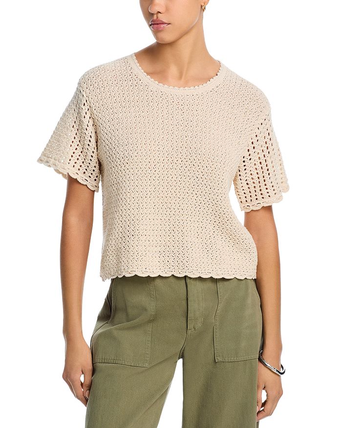 

Кофта с коротким рукавом Khloe ажурной вязки rag & bone, слоновая кость/кремовый