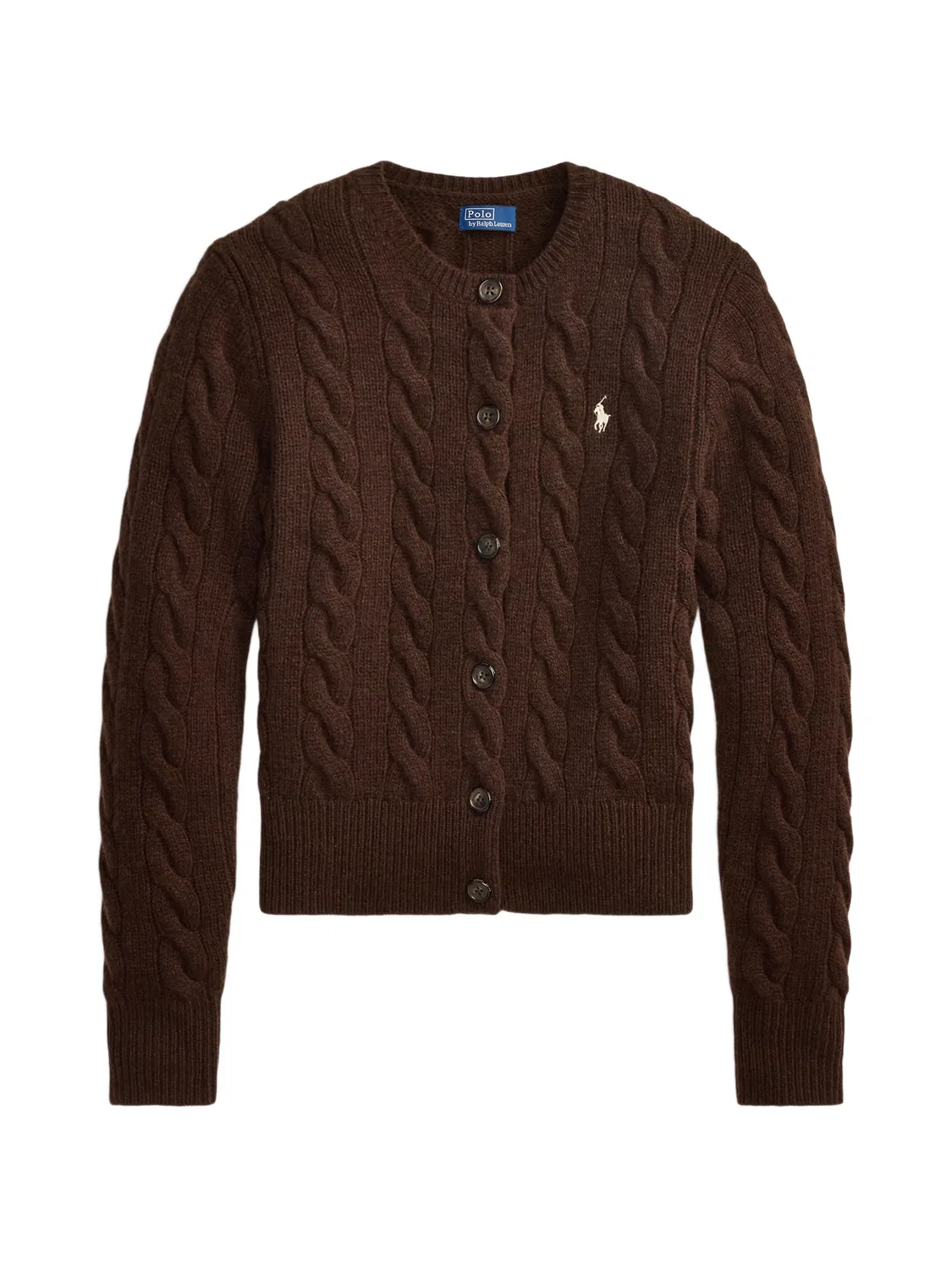 Кардиган фактурной вязки из шерсти и кашемира Polo Ralph Lauren, коричневый