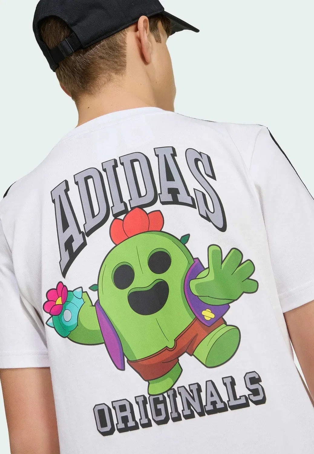 Свободная футболка с графическим принтом, унисекс Adidas Originals, White Black — фото 4