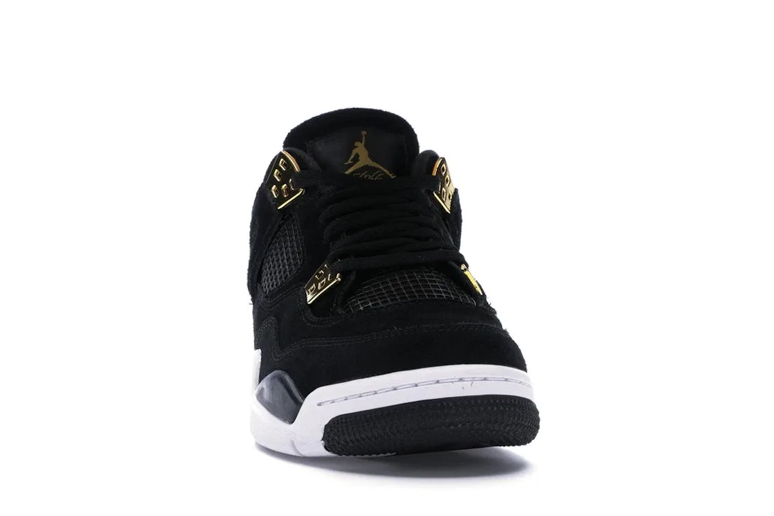 Детские кроссовки Lifestyle с премиум-материалами Jordan 4 Retro, Black/Metallic Gold-White — фото 2
