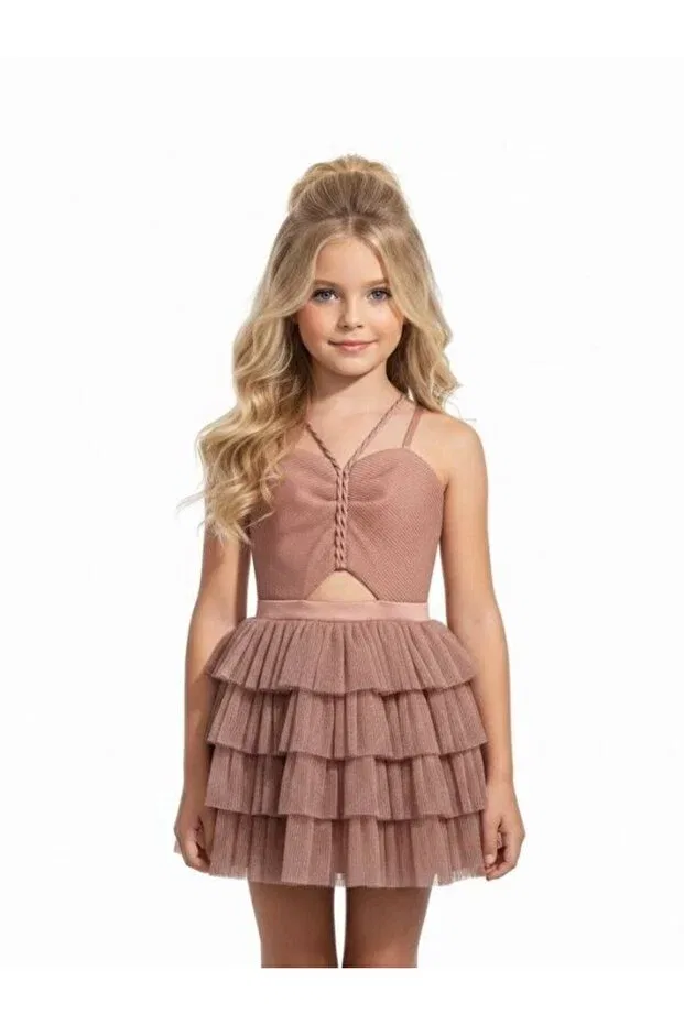 Детское вечернее платье для девочек с блестками Zekids, Rose Dry — фото 2